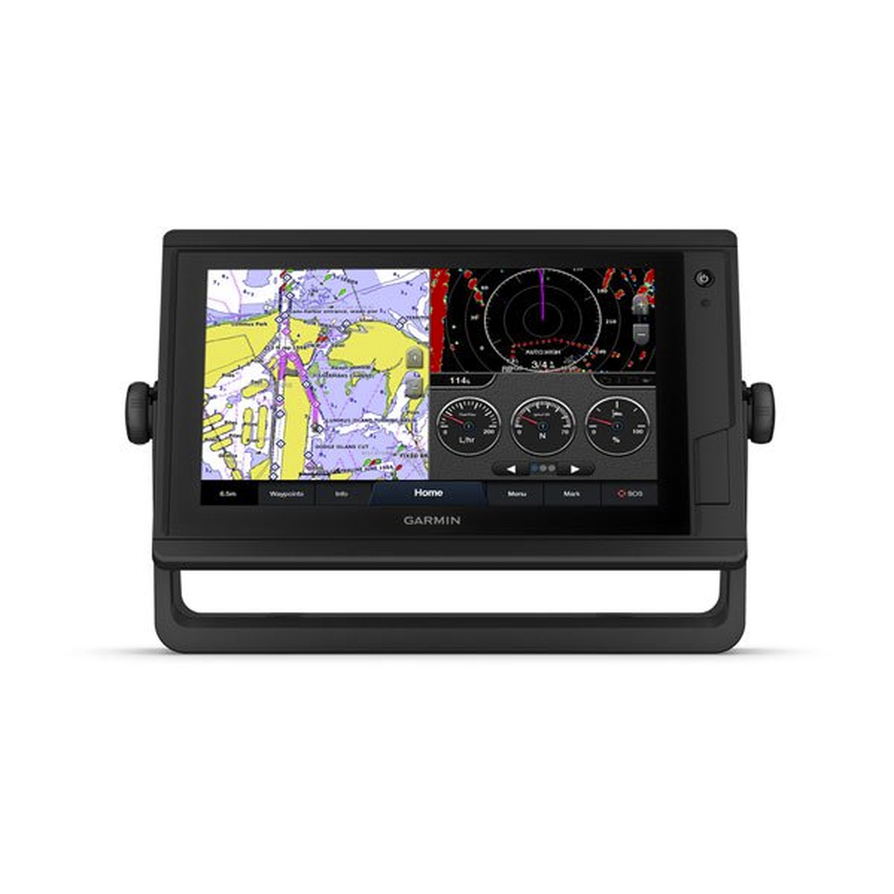Pantalla de navegación de 9 GPSMAP 922 PLUS con mapa base mundial instalado