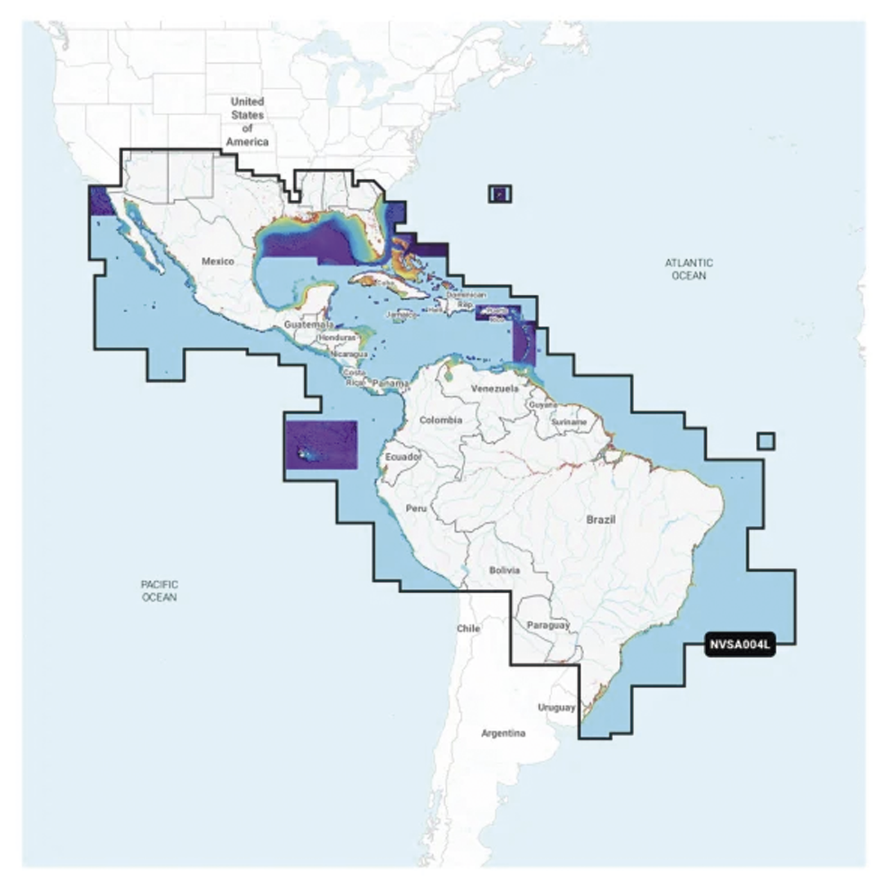 Mapa México, Caribe y Brasil