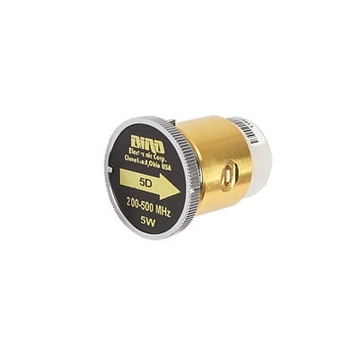 Elemento de 5 Watt en Línea 7/8 para Wattmetro BIRD 43 en Rango de Frecuencia de 200 a 500 MHz.