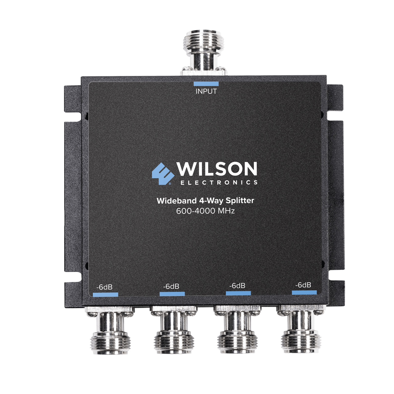 Divisor de potencia de 4 salidas, 50 Ohm, 600-4000MHz con conectores N-Hembra.