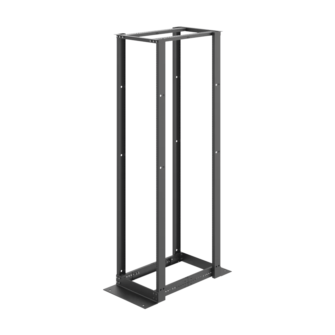 Rack de Cuatro Postes Estándar de 19, Rieles Numerados y Roscados #12-24, Profundidad Ajustable de 450 a 1050 mm, 45 Unidades de Rack, Color Negro