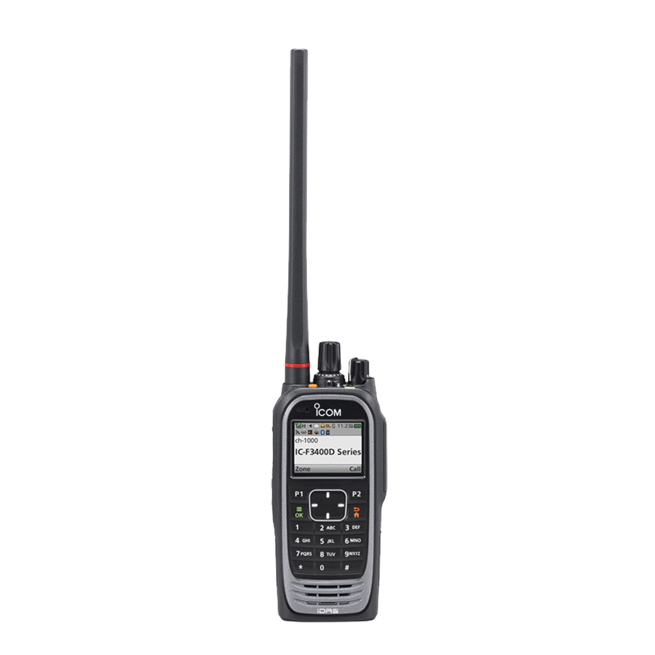 Radio digital NXDN  con pantalla a color en la banda de VHF, rango de frecuencia 136-174MHz, 1024 canales, teclado DTMF, sumergible IP68, encriptación DES, GPS, bluethooth. no incluye cargador ni antena.