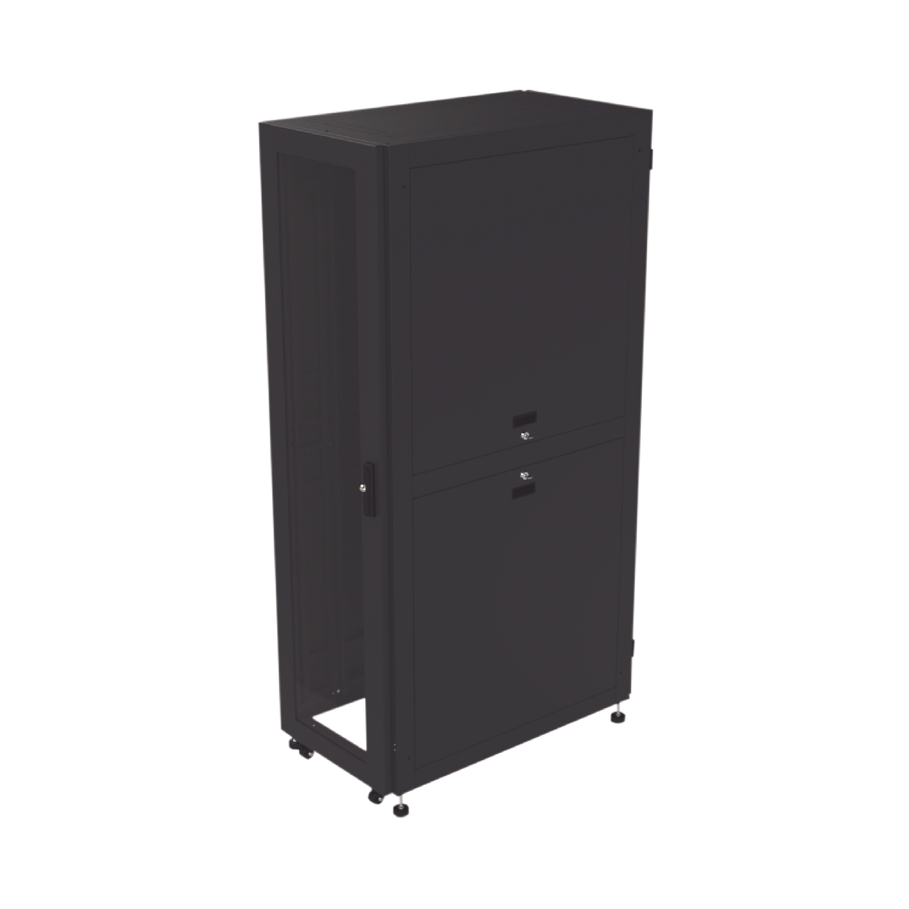 Gabinete para Telecomunicaciones Rack Estándar de 19, 42UR, 600 mm Ancho x 1000 mm Profundidad. Fabricado en Acero, Se envía el Gabinete Armado.