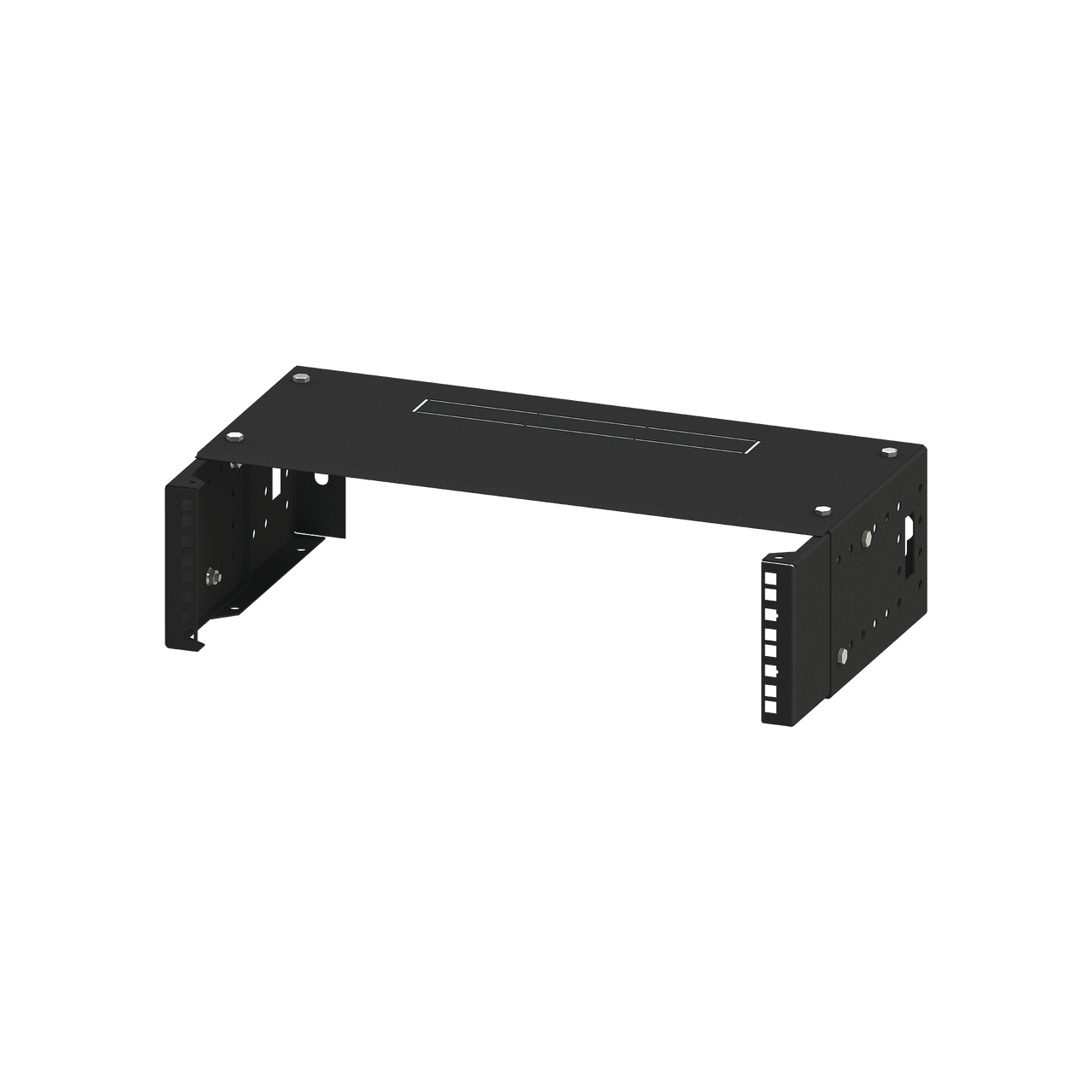 Rack Abierto de montaje en Pared, de 19in,  Profundidad Ajustable (8 a 12) de 2.5  Unidades de rack, con Capacidad de Crecimiento.