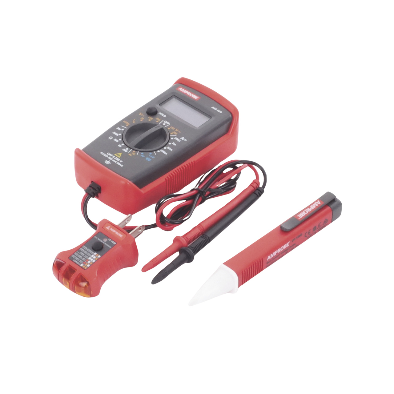 KIT Básico 3 en 1 con Multímetro Digital + Detector de Tensión sin Contacto + Comprobador de Fase GFCI