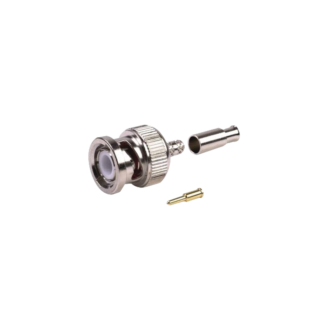 Conector BNC Macho de Anillo Plegable para Cables RG-174/U, 8216, Niquel/ Oro/ Teflón.