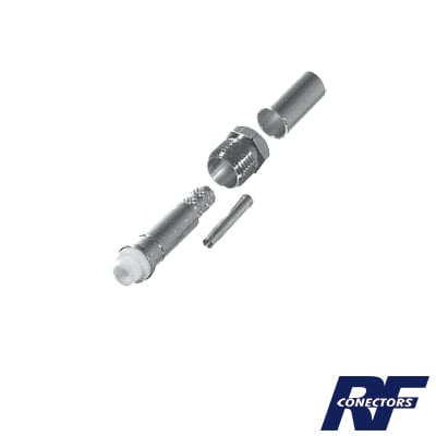 Conector FME Hembra de Anillo Plegable para Cable RG-58/U, Níquel/ Oro/ Teflón.