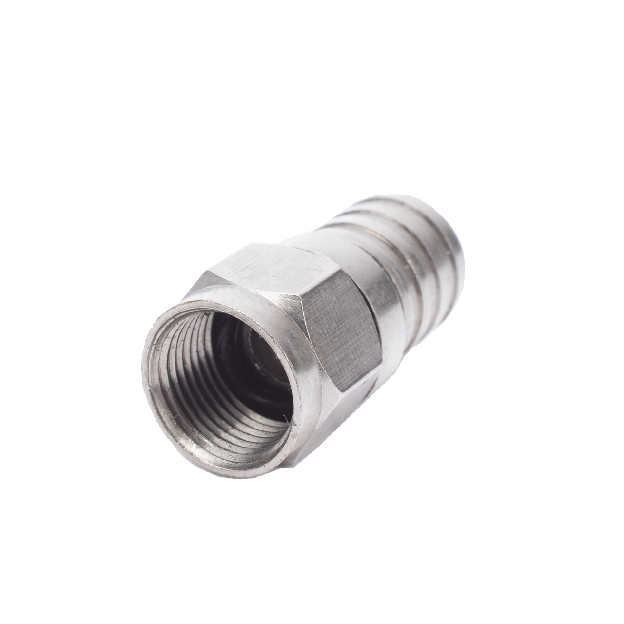 Conector F Macho, 75 Ohm, Plegable para Cable RG-6/U sin pin, Niquel/Polietileno.