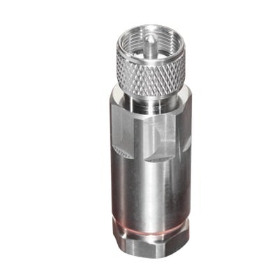 Conector UHF Macho (PL-259) de RF Industries, para Cable HELIAX de 1/2 LDF4-50A, Tipo Rosca, Bronce Blanco/ Plata/ Teflón.