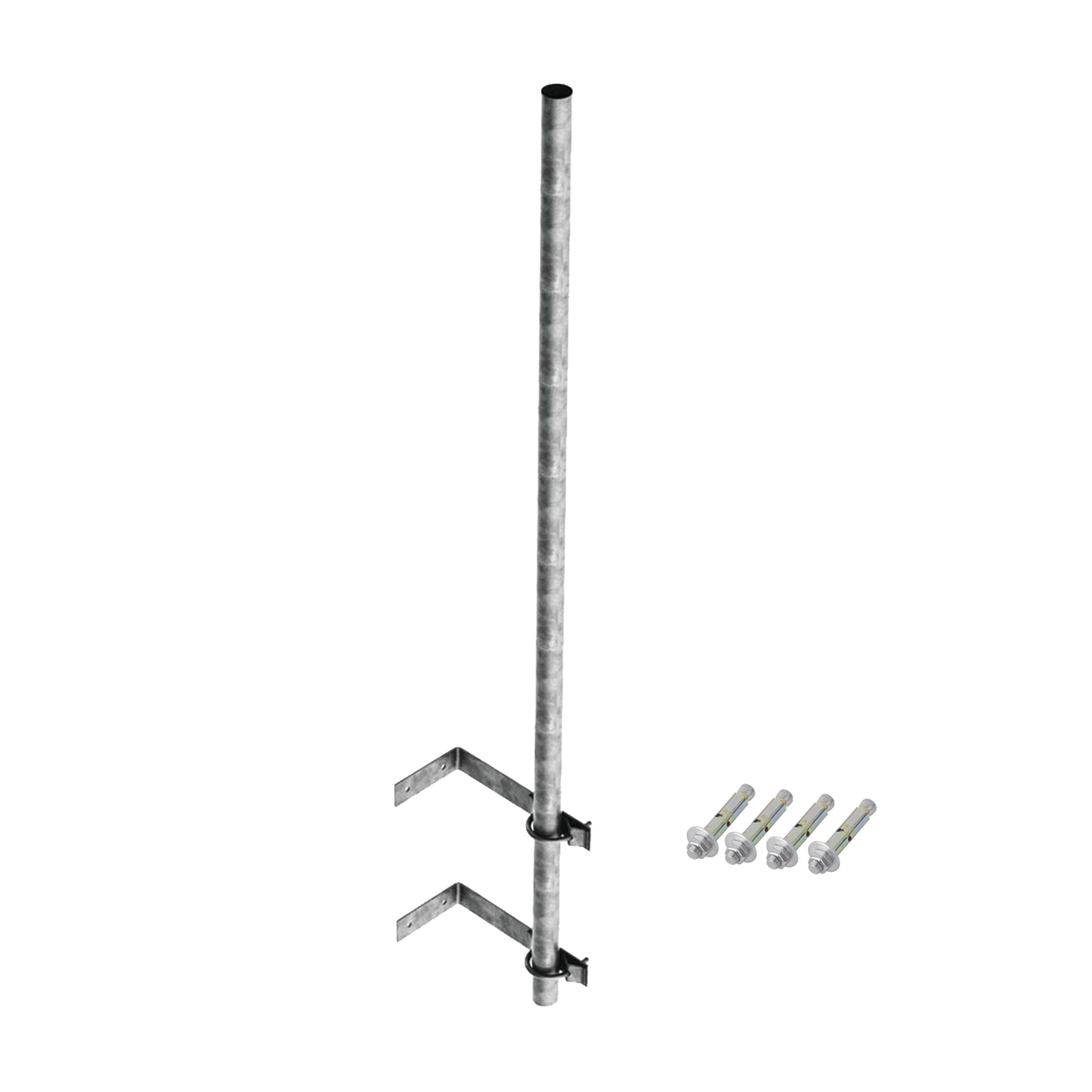 Mástil de 3 m de 1-1/4 diámetro ced. 30 con Herrajes para Sujeción a Pared.