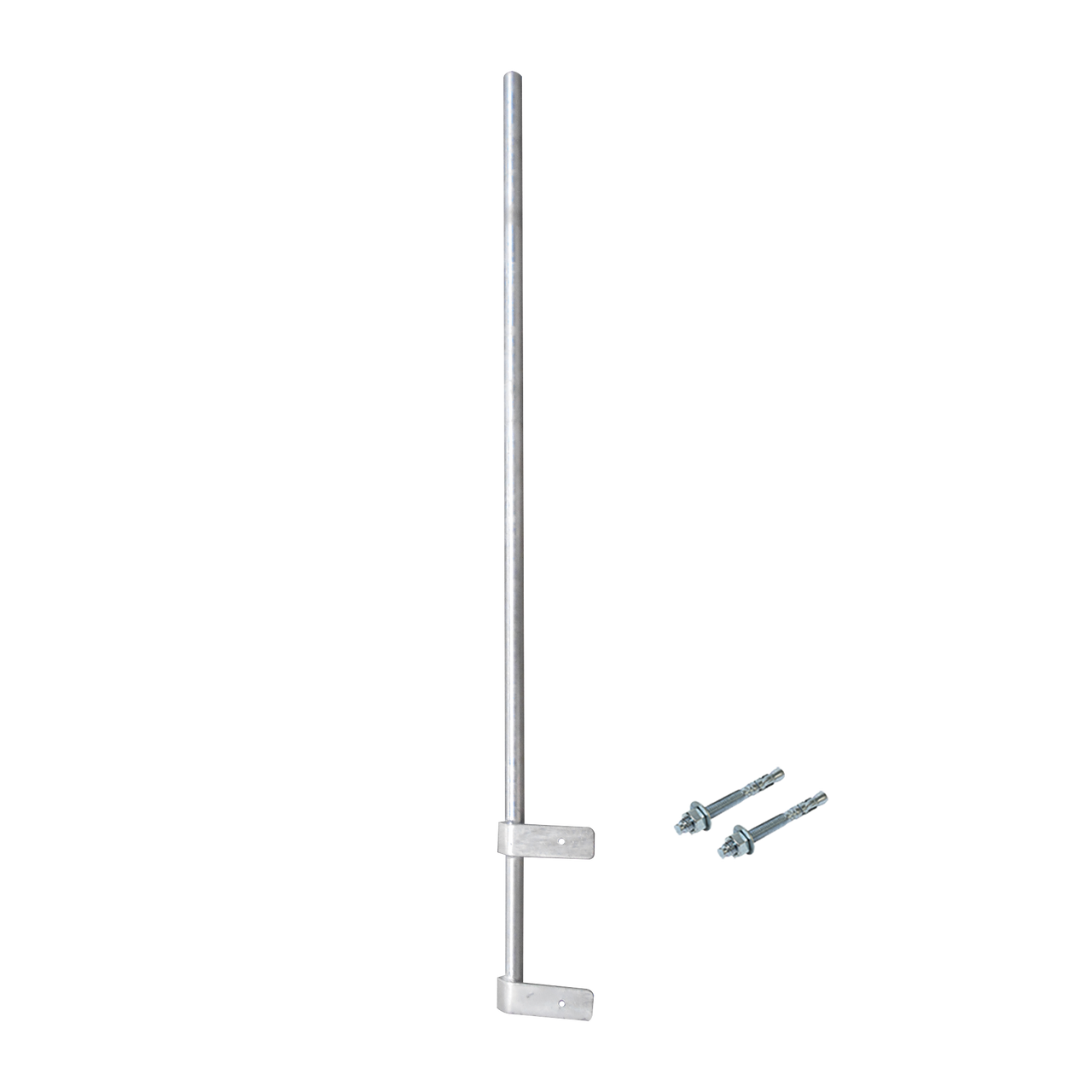 Mástil Liviano de Pared de 1.5 m (Diam. 1-1/4) con Cejas de Fijación  Soldadas, ¡No se gira! Incluye Taquetes para instalación.