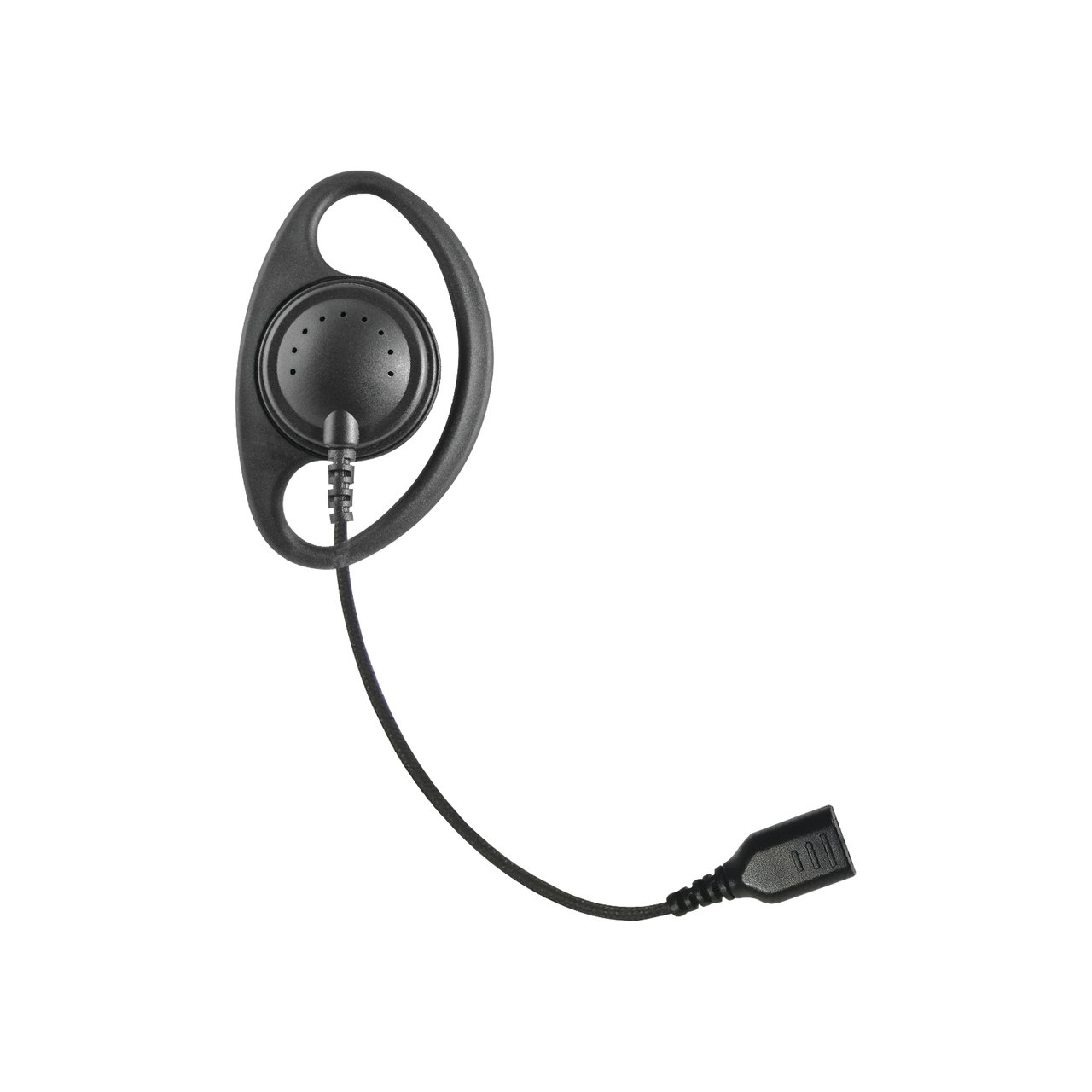 Auriculares con aro en forma de D con cable de fibra trenzada y conector SNAP. Requiere micrófono de solapa de 1 o 2 hilos de la Serie SNAP.