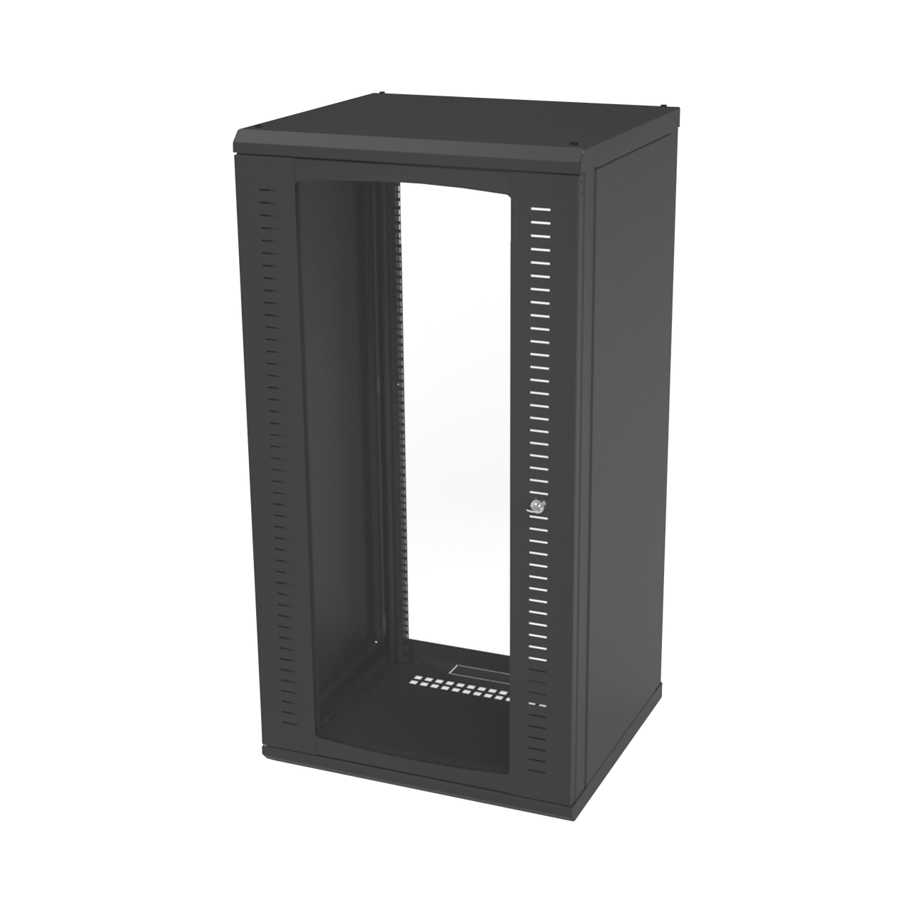 Gabinete para Montaje en Pared, Puerta de Cristal Templado, Cuerpo Fijo con Rack 19 de 24 Unidades