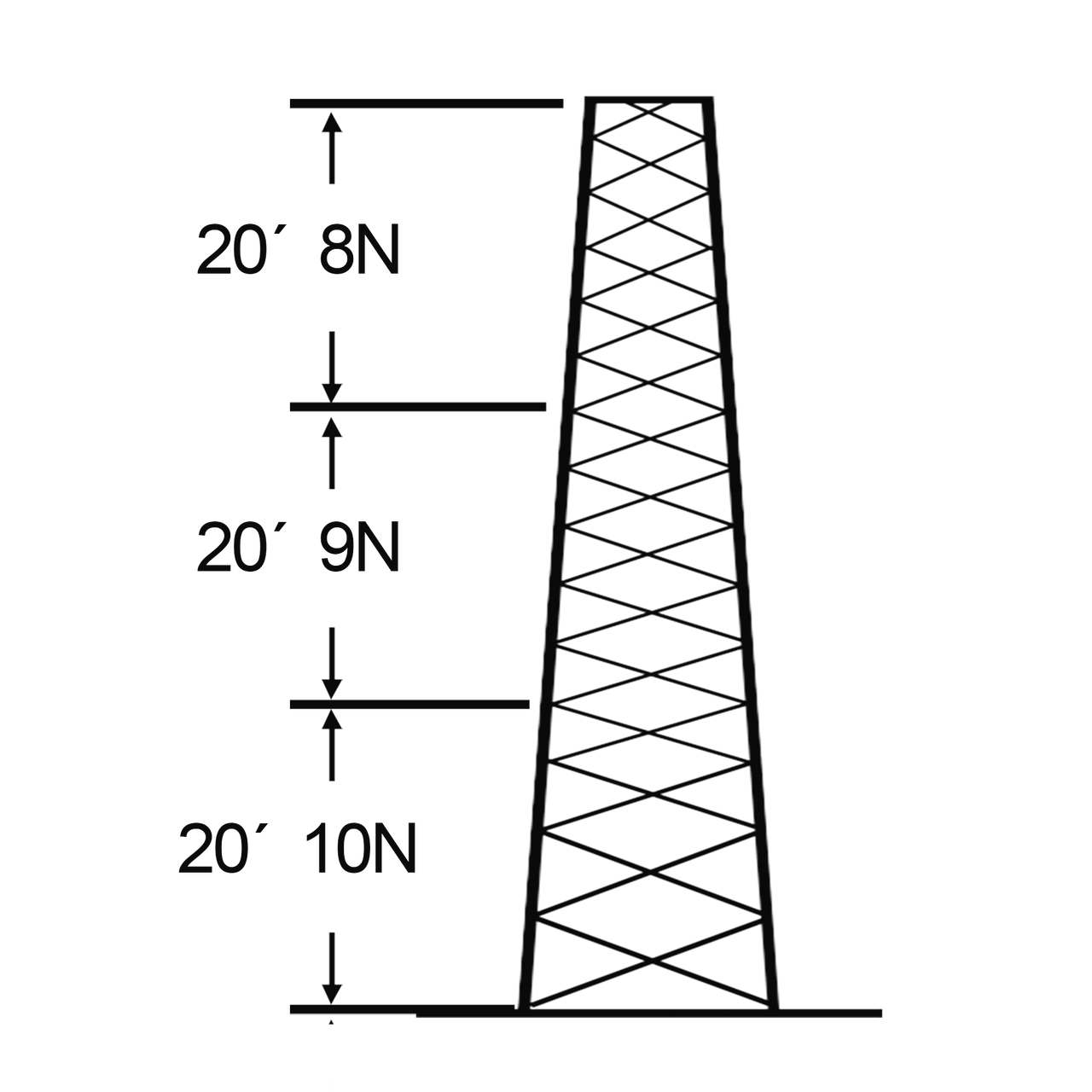 Torre especial Autosoportada Robusta de 18 m. Linea SSV HEAVY DUTY (Sec. 8 - 10)