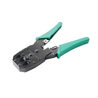 Pinzas para plegar (Ponchadoras) cables RJ11, RJ12, RJ45 telefónicos y cables de red Cat5e, Cat6, Cat6a y con Cavidades para 4, 6 y 8 conductores.