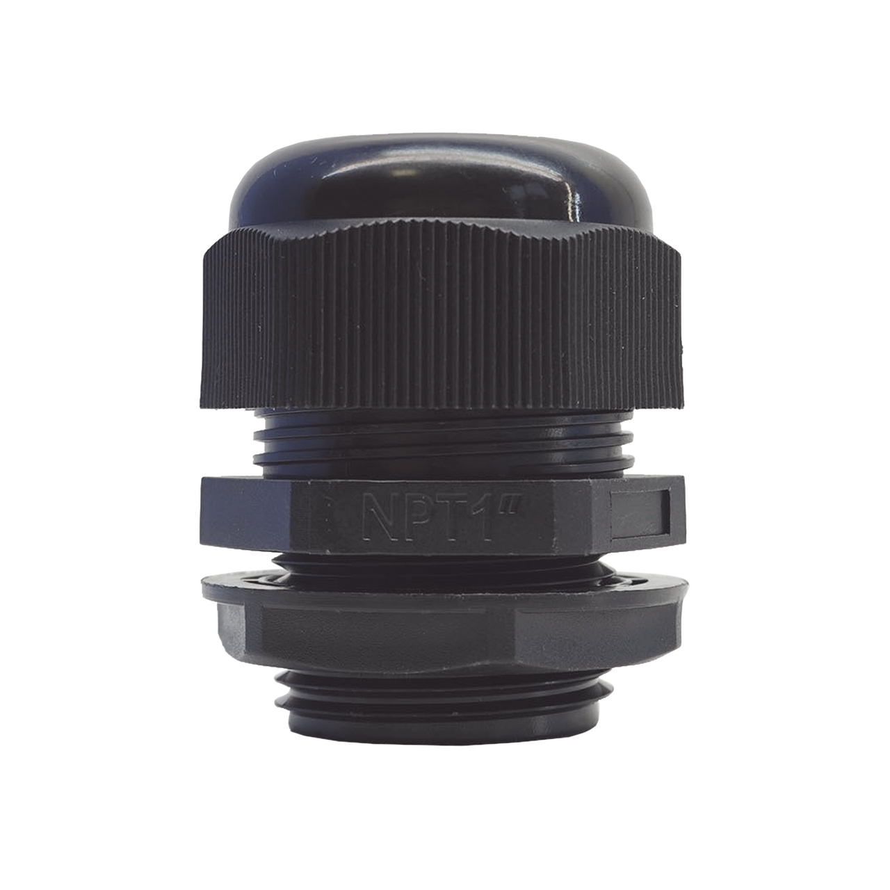Conector Plástico Negro Tipo Glándula para Rosca NPT 1