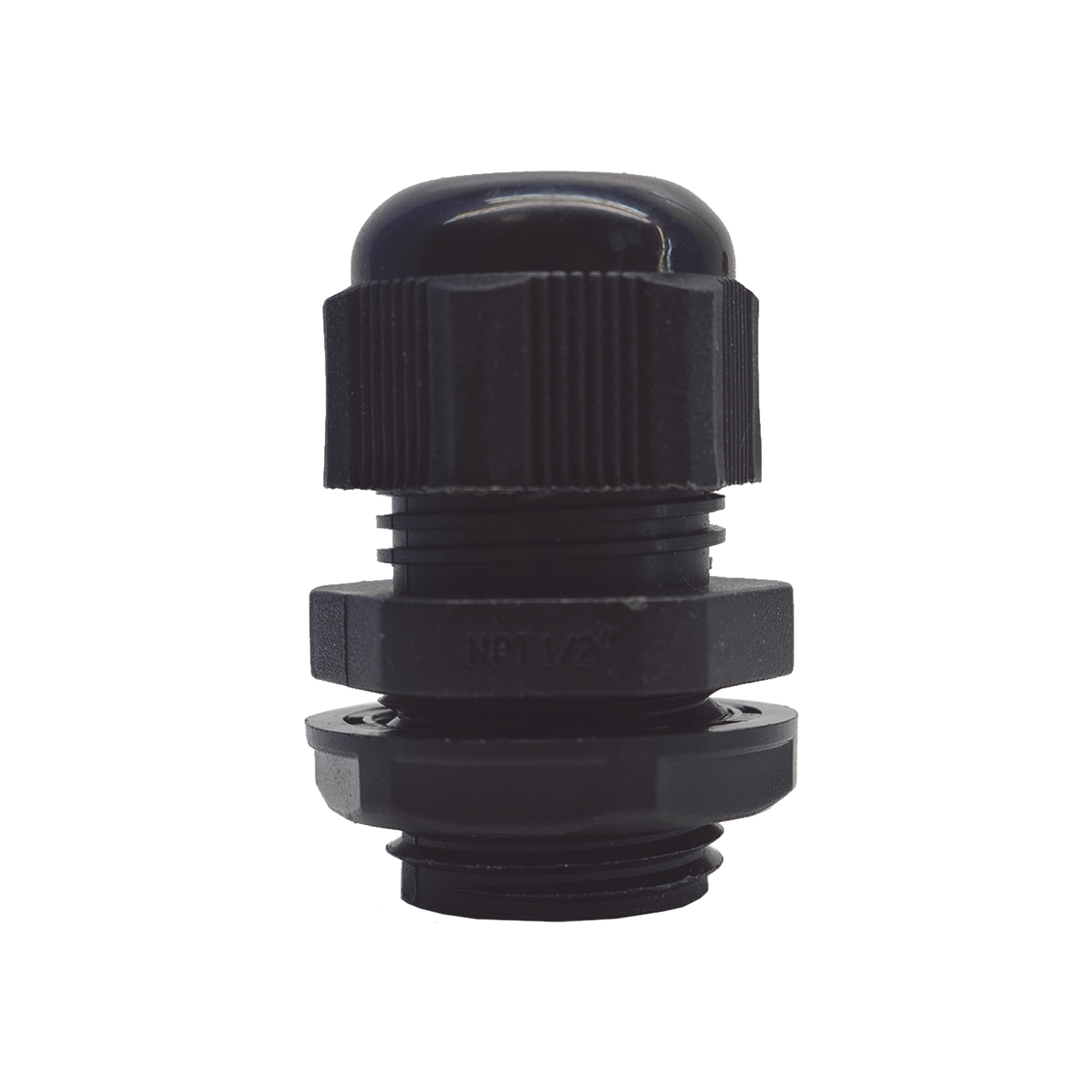 Conector Plástico Negro Tipo Glándula para Rosca NPT 1/2