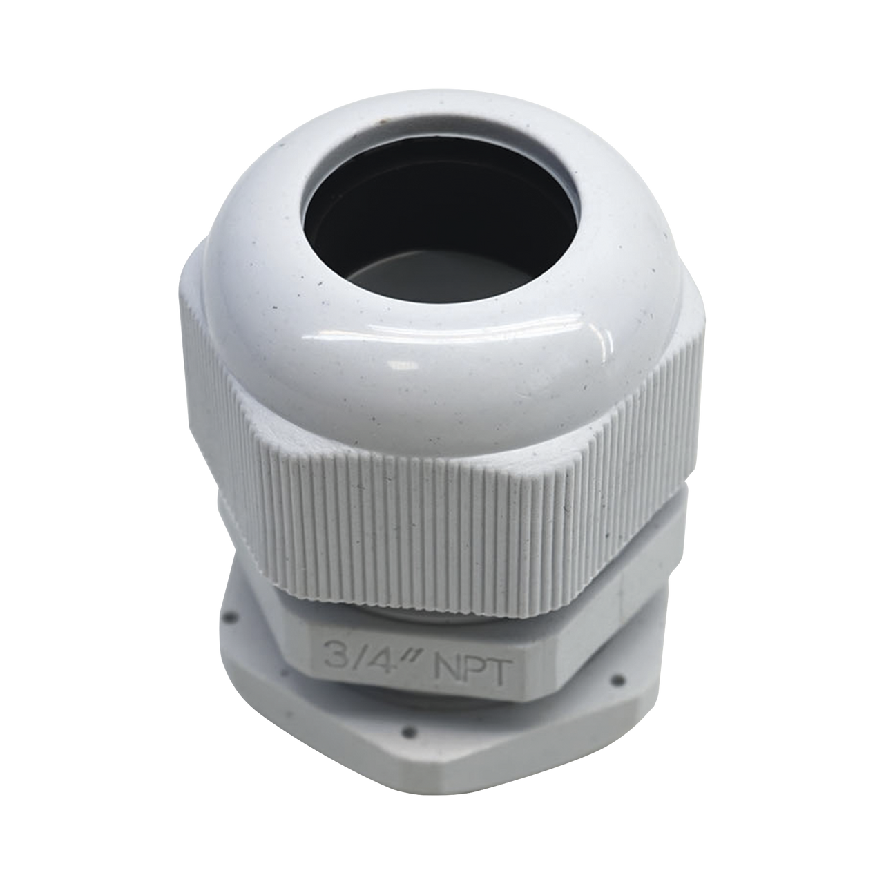 Conector Plástico Blanco Tipo Glándula para Rosca NPT 3/4